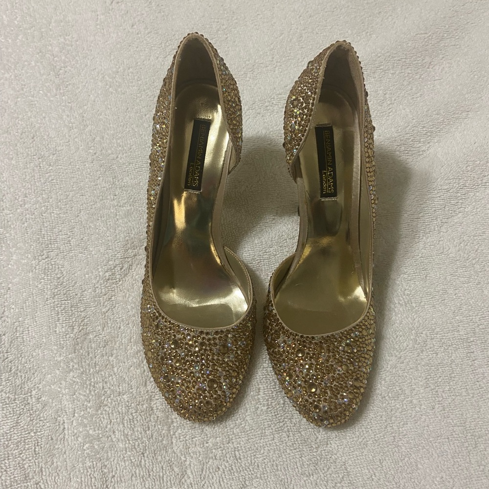 Dazzling Gold Rhinestone Women's Heels